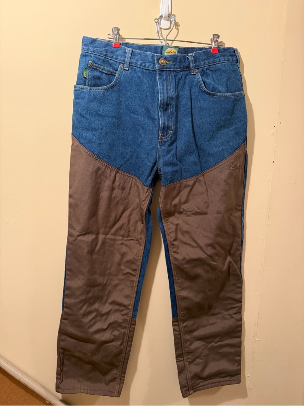 Cabela's Roughneck Upland Two-Tone Denim Work Pants - Blue & Brown Mens 36x32